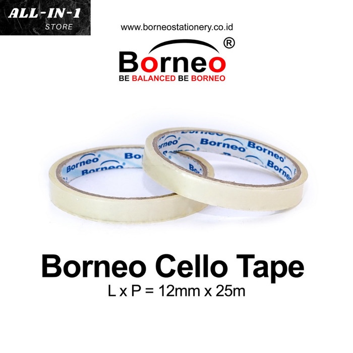 

Borneo Cello Tape Bening 12mm x 25m Solasi bening/ Selotip / Solatip Borneo