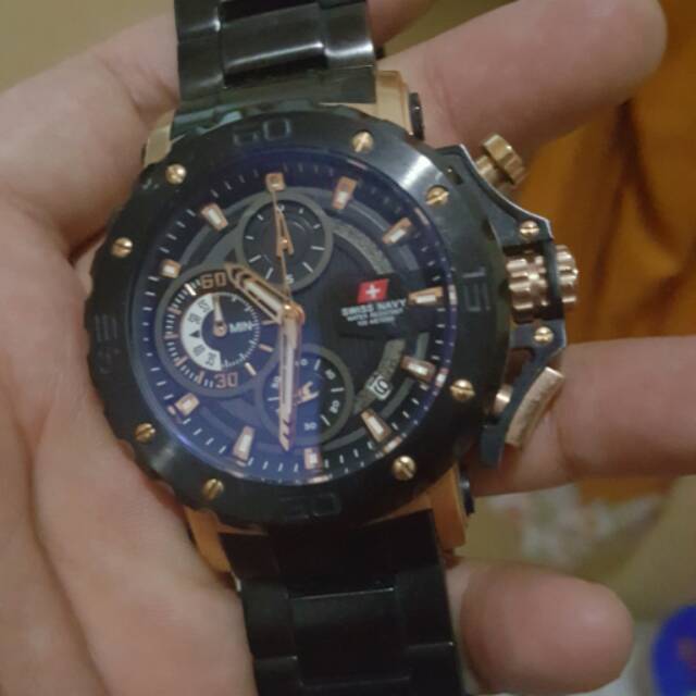 Jam tangan Swiss navy 8932 RoseGold 2nd mulus Komplit