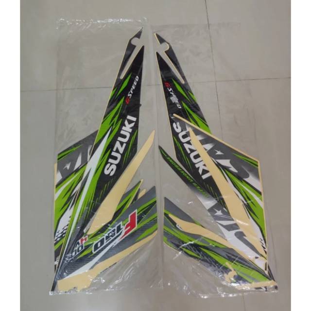 Striping Satria Fu Facelift Hijau, Putih dan Hitam.