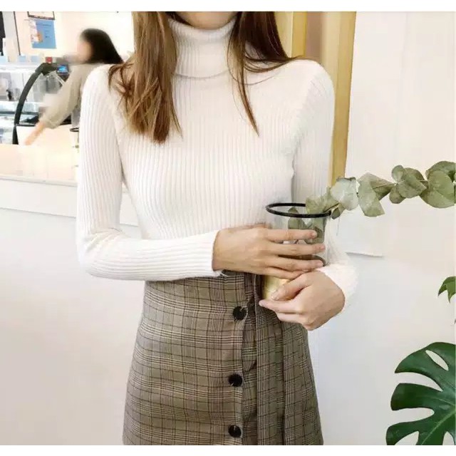 Pretty turtleneck atasan rajut wanita -NGROS