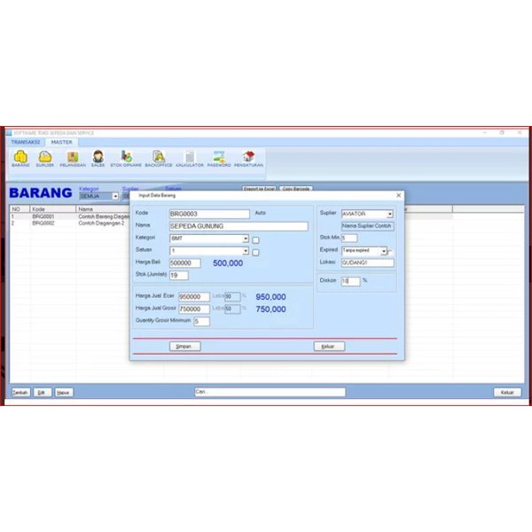Aplikasi Software TOKO SEPEDA DAN SERVICE - BISA HARGA GROSIR