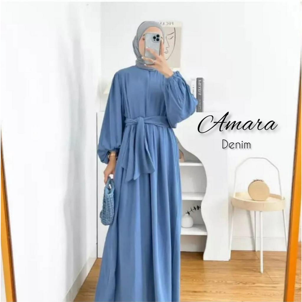 Amara Dress Baju Wanita Gamis Crinkle Airflow Dress Kondangan Baju Muslim Gamis Pesta Mewah Elegan