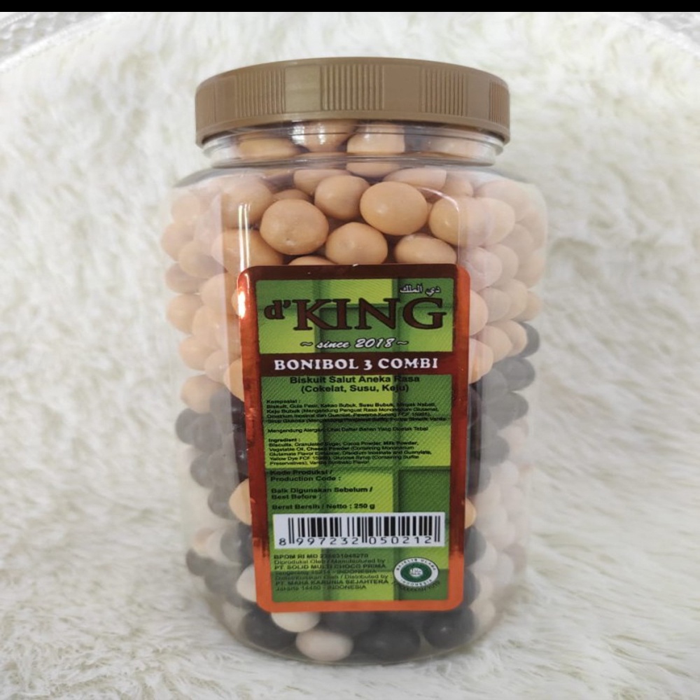 D'KING Bonibol Biskuit Coklat Bentuk Bola Mini Bonibol 3 Kombinasi Coklat / Keju / Susu / 1 TOPLES 250 GRAM