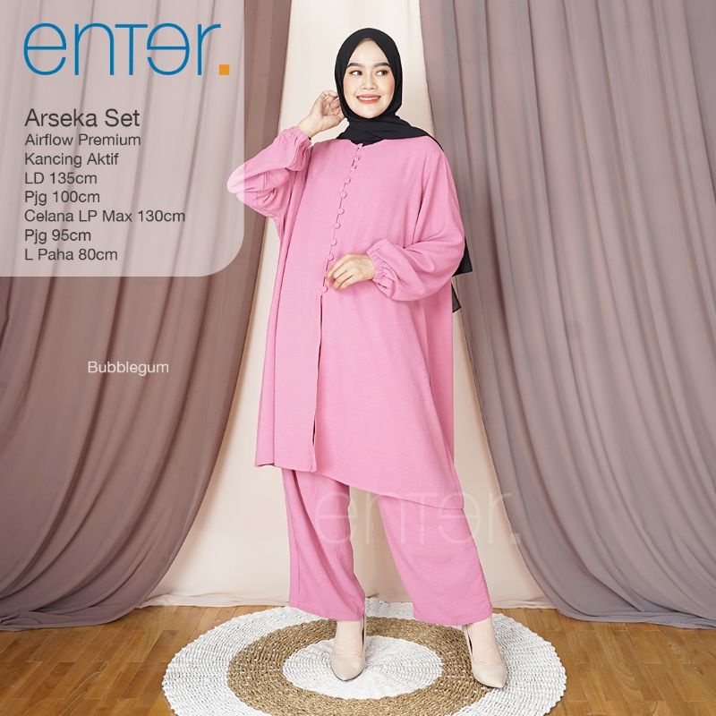 Oneset Tunik LD 135 XXXL Arseka Set Ori Enter Setelan Wanita One Set Rayon Setcel Pajamas Super Jumb