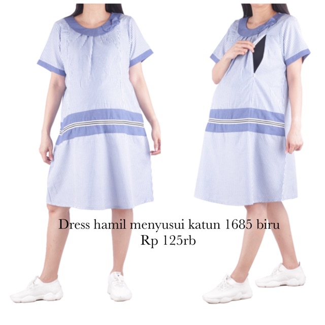 Bajuhamil dress hamil untuk kerja 1685 biru