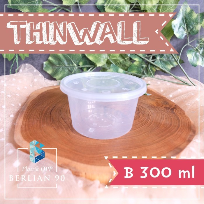 Thinwal Bulat 300 ml Thinwall Mangkok Datar 300ml Wadah Mangkuk Plastik