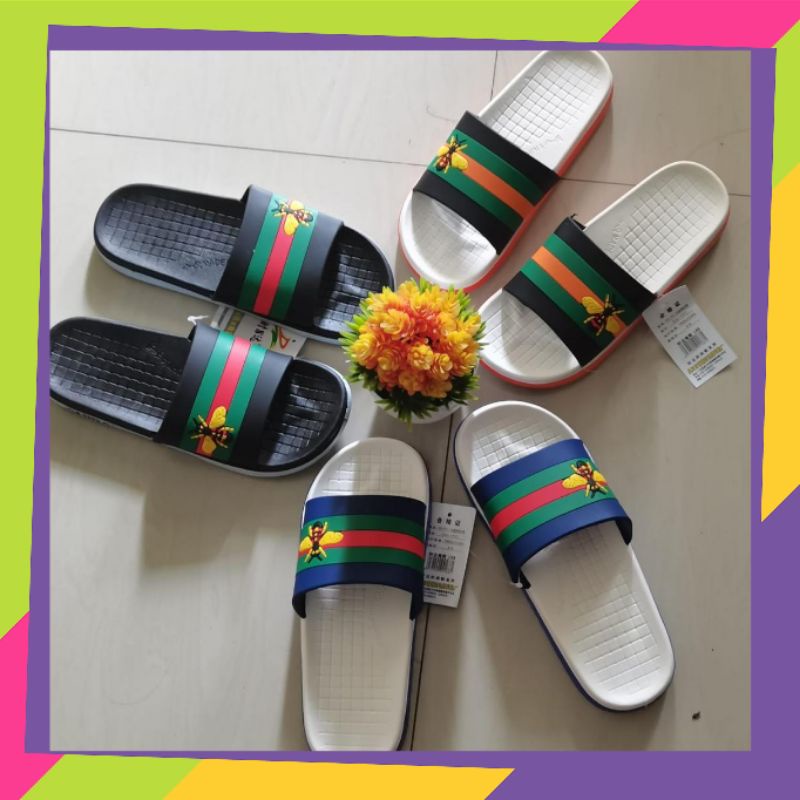 Sandal Fashion Pria Guccii Rainbow Realpic Import High Quality