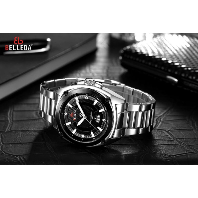 Jam Tangan Pria Belleda Original Rantai sport 100% waterproof free Box dan kartu Garansi