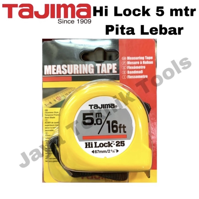 Jual Meteran Tajima 5 Meter Hilock 25 Pita Lebar Measuring Kuning ...