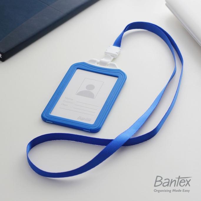 

[KODE VG0WQ] Bantex Cobalt Blue Dual Side ID Card Holder Lanyard Portrait 8881