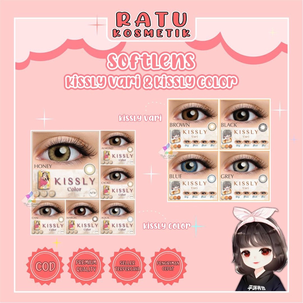 ❤ RATU ❤ Softlens Kissly Color &amp; Vari | Soflens Dia 15 mm Normal