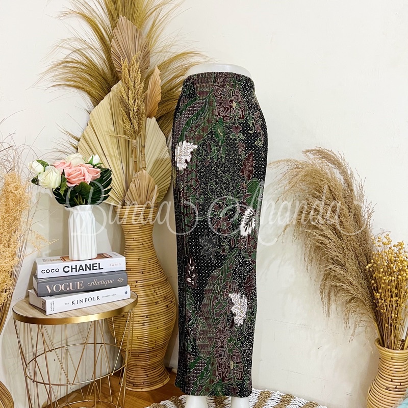 Rok Batik Plisket Fit S - JUMBO All Size-Selena Army