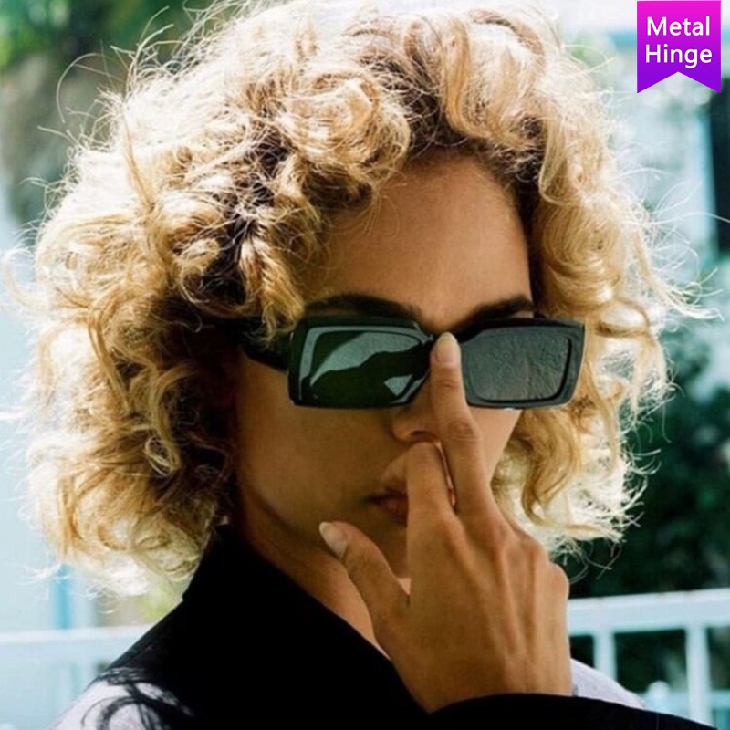 2021 fashion square personality street shooting men and women retro sunglasses metal hinge