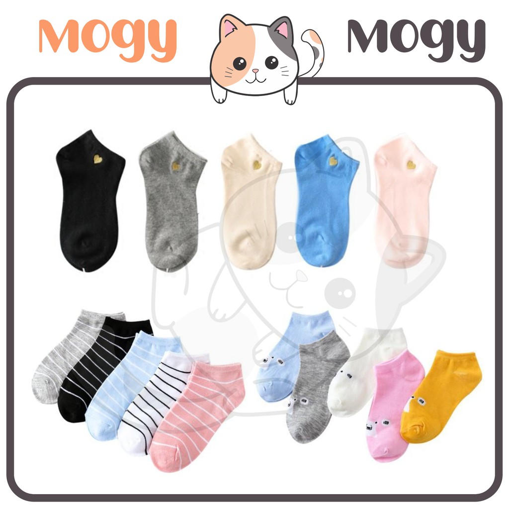 MOGYMOGY Kaos Kaki Motif Beruang Love Garis Kaus Kaki Ankle Wanita Dan Anak Nyaman Pendek Semata Kaki