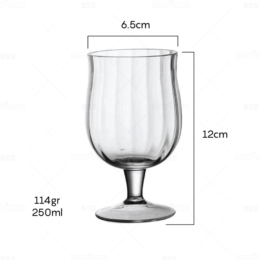 Gelas Kaca Wine 250ml Champagne Kristal Kaki Stem Glass Garis Kaca Ripple Unik Wedding Glass