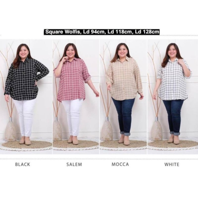 (PART 1) Big Size Square Blouse - Kemeja Jumbo Kotak