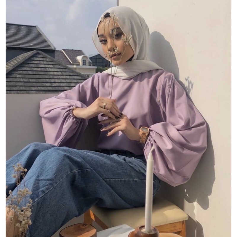 BLOUSE CERUTY DEALOVA | TARTAN MIZU | LUCIA WOLFIS | PRETTY RUFFLE BLOUSE-LUCIA LILAC