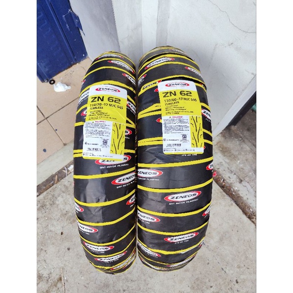 SEPASANG BAN ZENEOS ZN62 80/80 90/80 - 90/80 110/70 - 100/70 120/70 - 110/70 130/60 DEPAN BELAKANG RING 17 TUBELESS