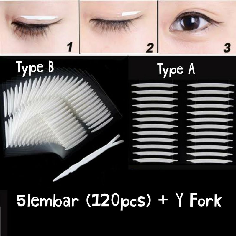 Double Side Eyelid Tape 120pcs/Invisible Double Eyelid Tape Set/Skot Mata/Stiker Mata/Scott Eyelid Tape