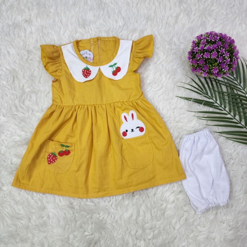 Baju bayi perempuan stelan dres RABBIT baby girl