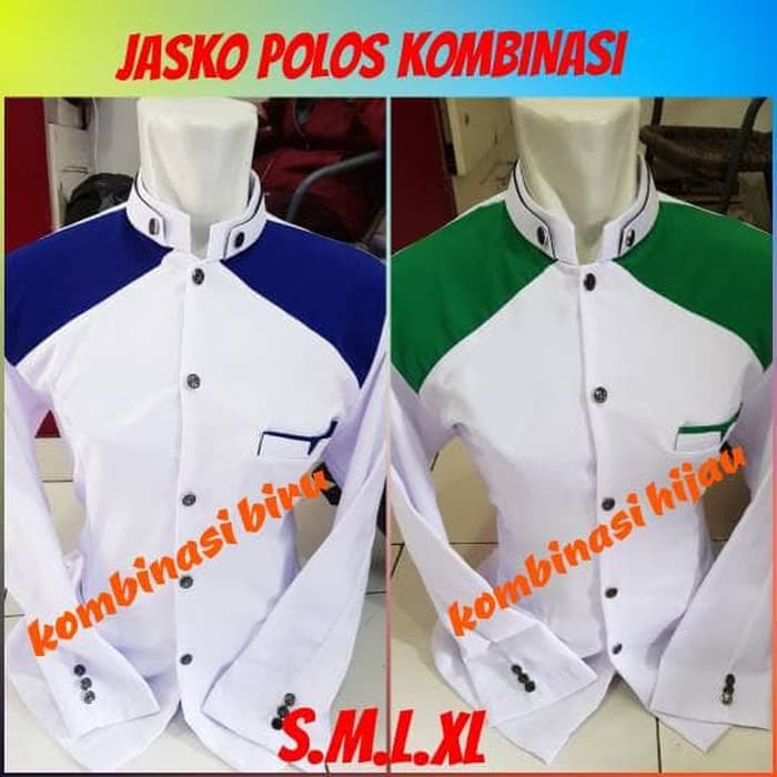 JASKO PUTIH POLOS KOMBINASI HIJAU & BIRU