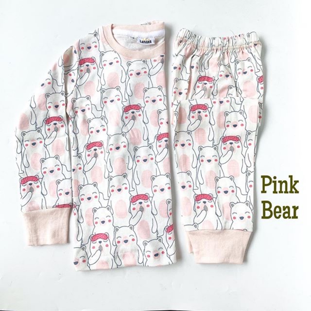 Piyama kaos pink bear