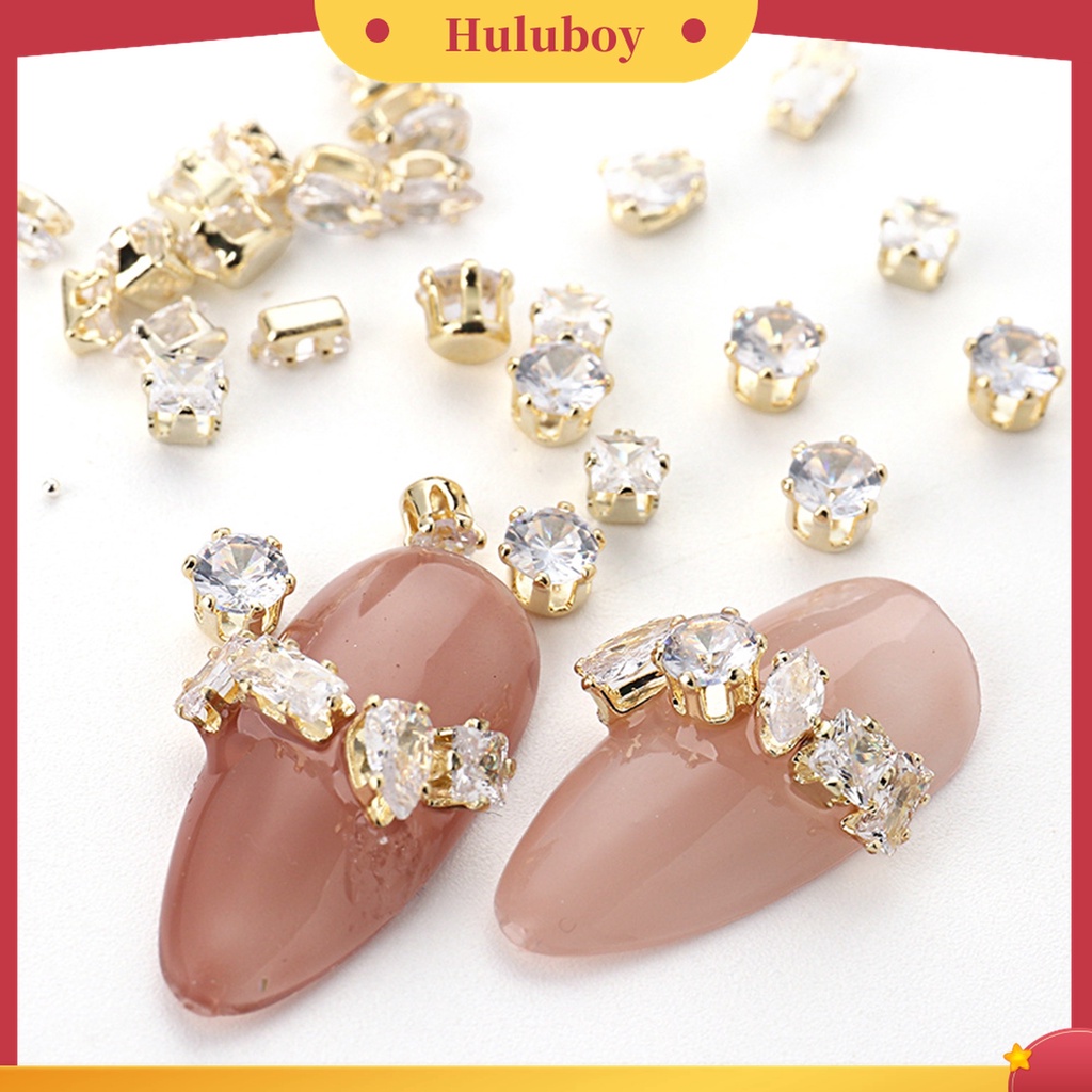 Huluboy Huluboy♡ 1 Set Ornamen Kuku 3D Bahan Metal Tahan Karat Untuk Manicure Charms