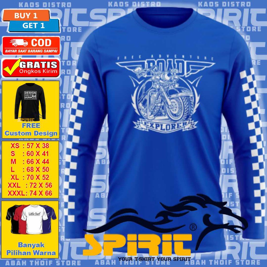 Kaos Motor Riding Touring Lengan Panjang Pria Wanita Jumbo JTR003