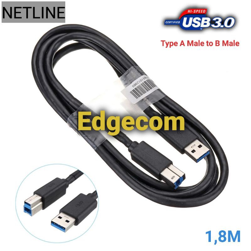 Kabel USB 3.0 A Male to B Male 1,8M NETLINE