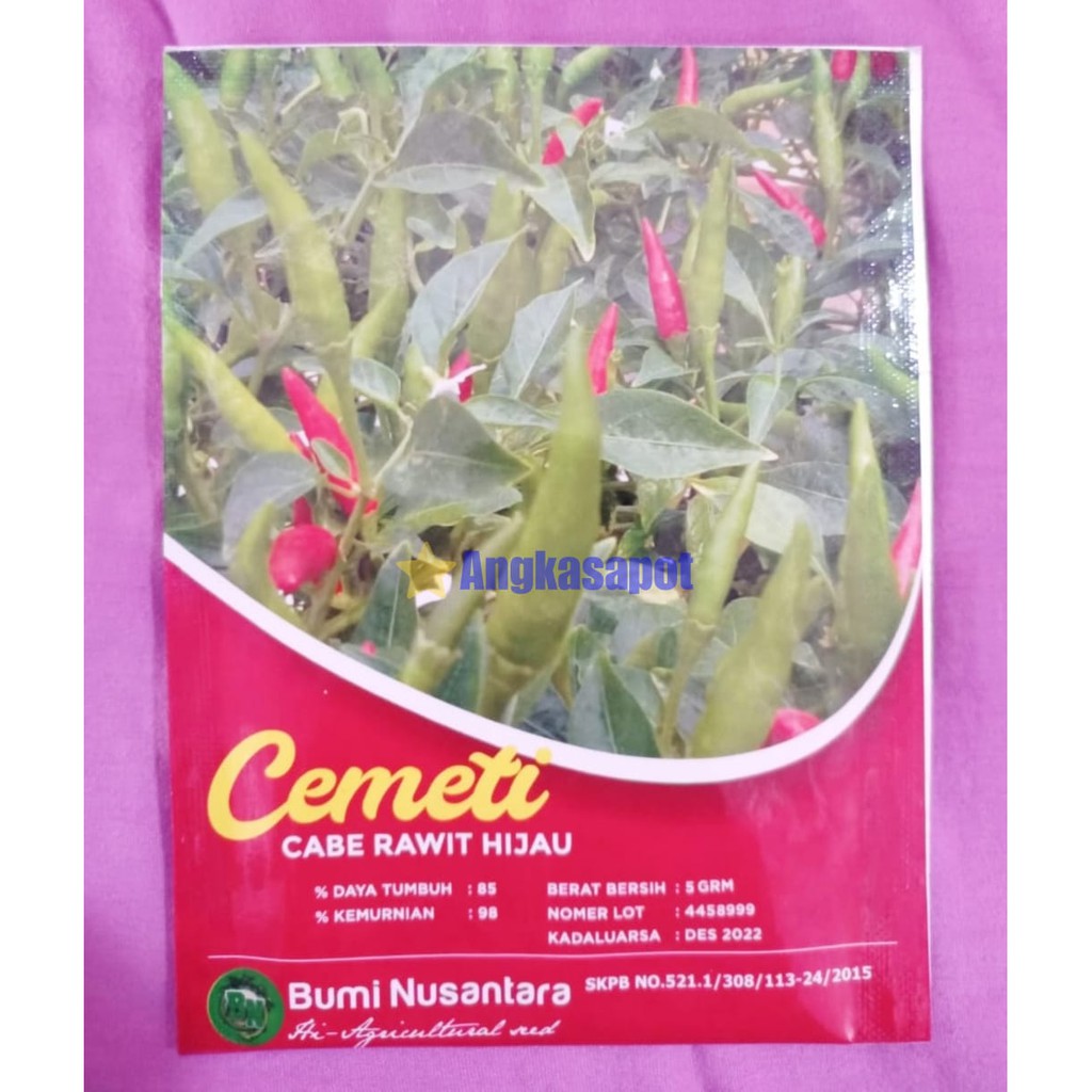 Bibit Benih Cabe Rawit Hijau Cemeti 5 Gram Bumi Nusantara