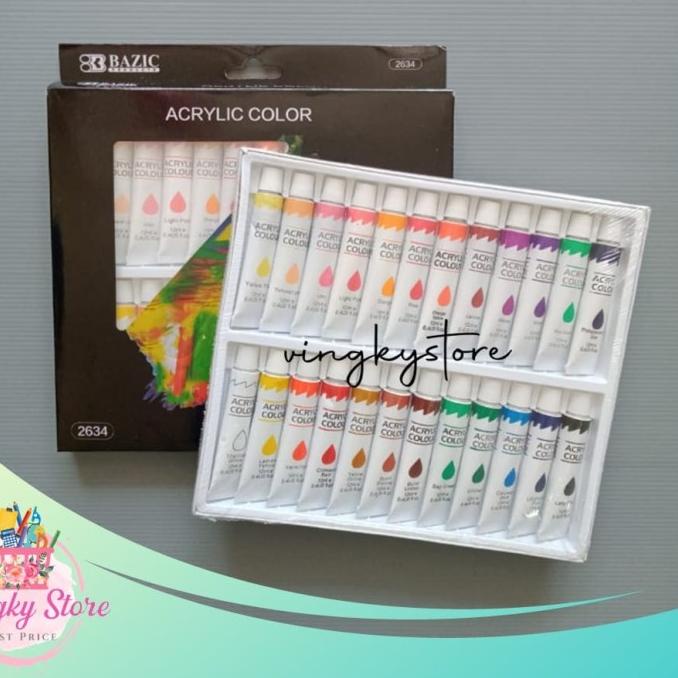 

BAYAR DITEMPAT Cat Acrylic / Akrilik Bazic 24 Warna/CAT AKRILIK SET/CAT AKRILIK SET 24 WARNA/CAT AKRILIK PASTEL/CAT AIR/CAT AIR LUKIS SET/CAT AIR GIOTTO/KUAS LUKIS 1 SET/KUAS LUKIS KECIL/KUAS LUKIS LENGKAP/KANVAS LUKIS/KANVAS LUKIS SKETSA/KANVAS LUKIS