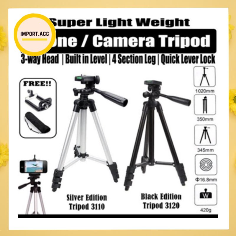 TRIPOD 1METER KT-3110A / TRIPOD 3120 Holder Kamera / Kaki Tripot Foto Camera / TRIPOD STABLILLIZER