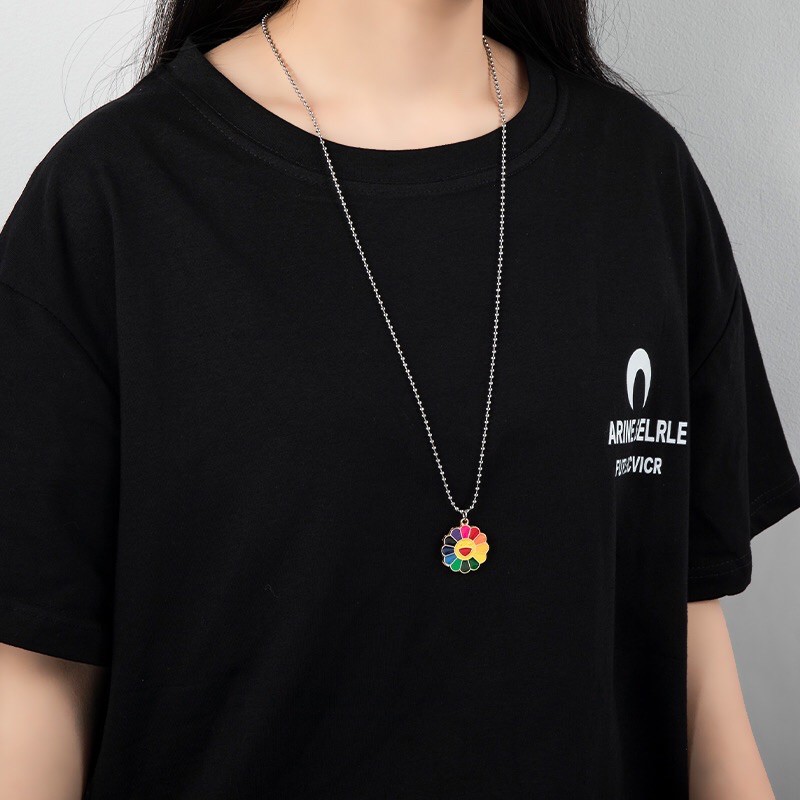 Kalung Liontin Bunga Matahari Warna Pelangi Untuk Wanita
