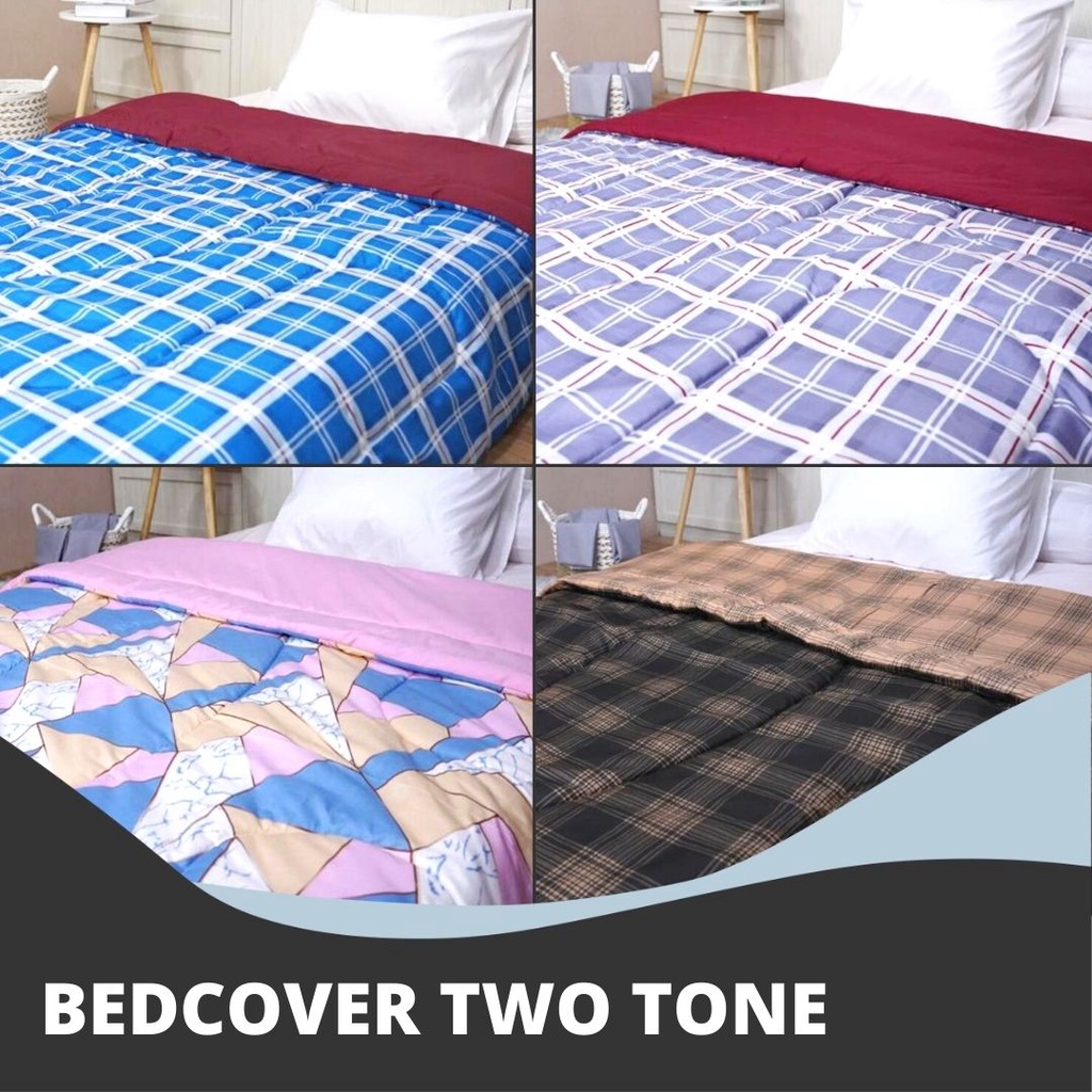 Two Tone Bedcover Only / Bedcover Saja Sandy Collection Ukuran Single - Bloom Series