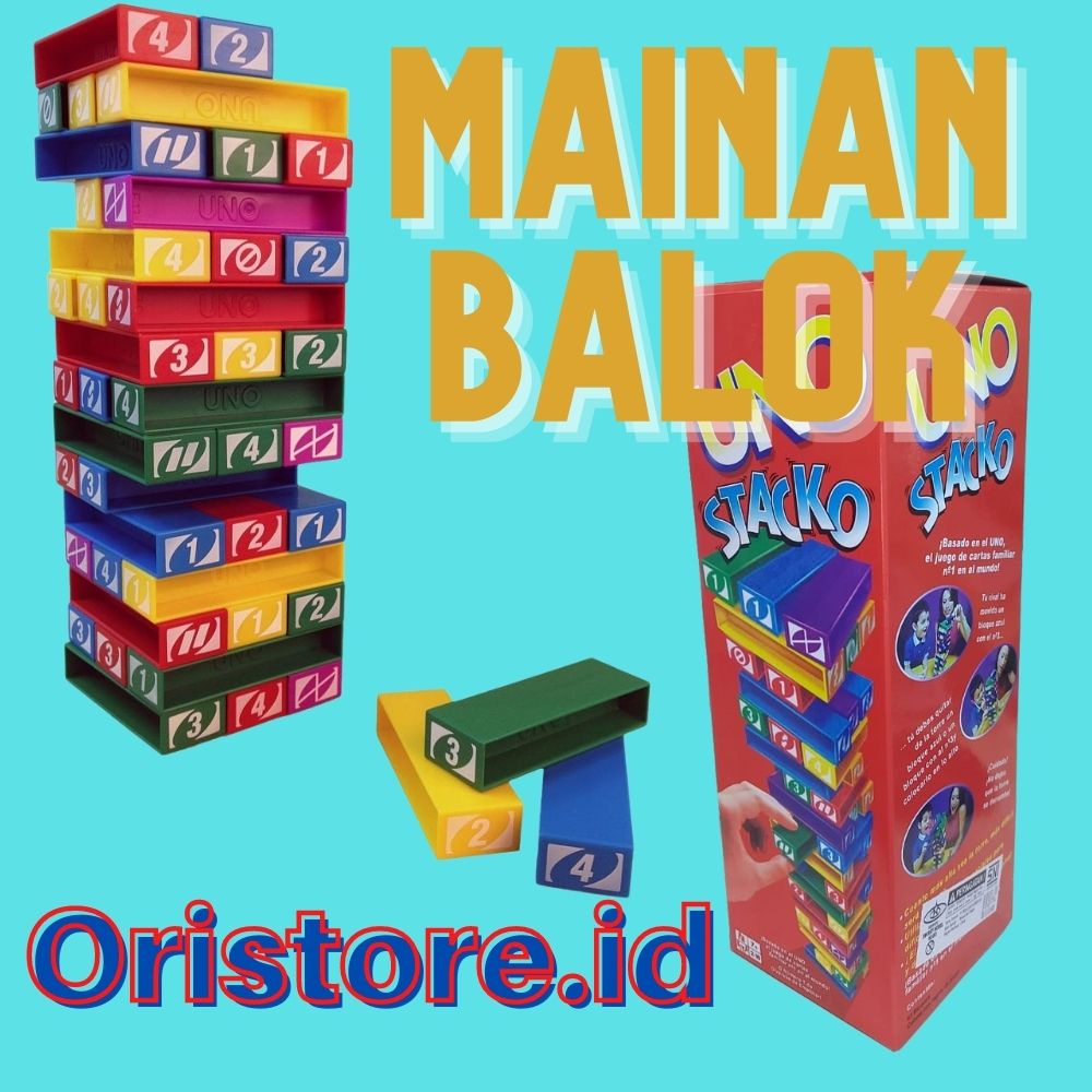 Mainan Anak Balok Susun Stacko Menara Jenga Permainan Seru Keluarga / Permainan Balok Keluarga / Mianan Anak Edukasi Balok Susun