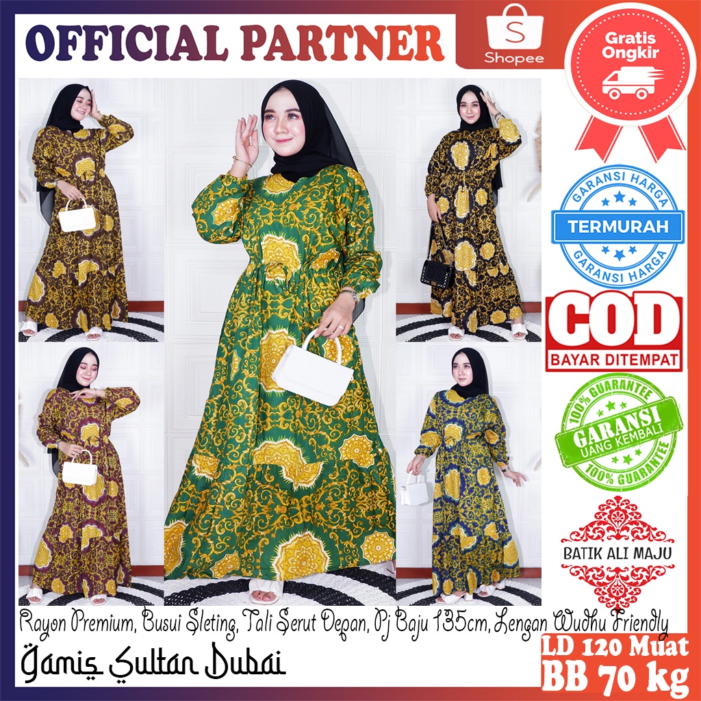 Baju Gamis Arab - Daster Arab Renda SULTAN DUBAI Dres Adem Nyaman Rayon - Cocok Untuk Ibu dan Remaja