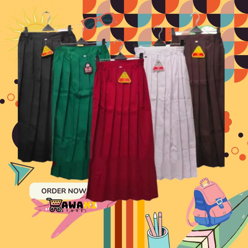 Rok Panjang Rempel /Lipat - Warna - Seragam SD, SMP, SMA, PRAMUKA, PMR, PASKIBRA