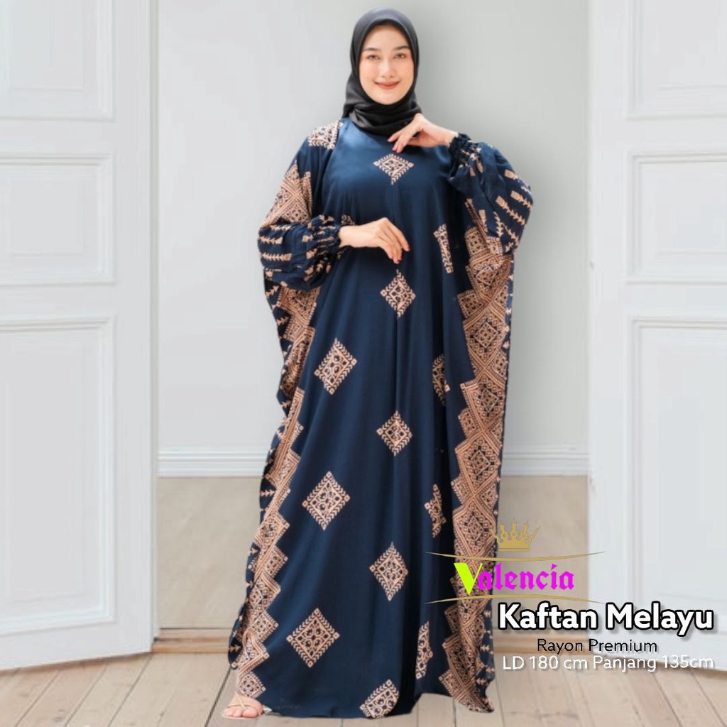 Melayu Kaftan Wanita Rayon Batik Premium Gamis Jumbo Kekinian Dress Bigsize LD 180 cm