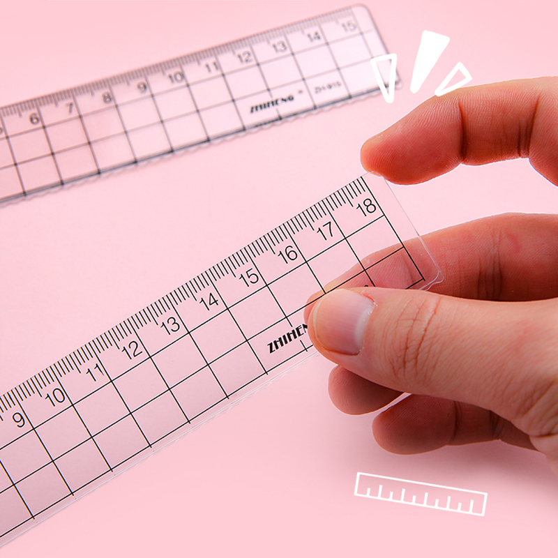 [Ready Stock] Korean Simple Transparent Ruler 15cm/18cm/20cm Student Drawing Measurement Acrylic Ruler