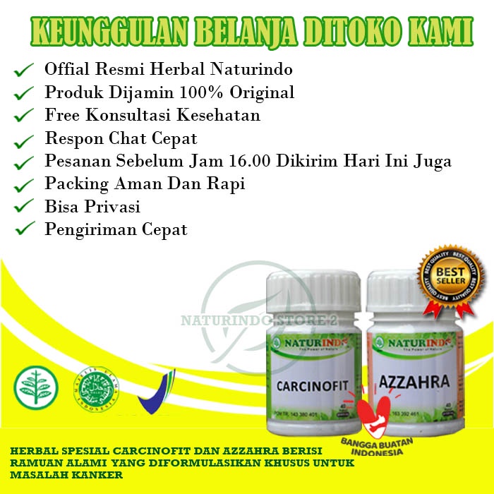 OBAT HERBAL KANKER SERVIKS NATURINDO BPOM 100% HERBAL AMPUH Carcinofit Azzahra COD-4