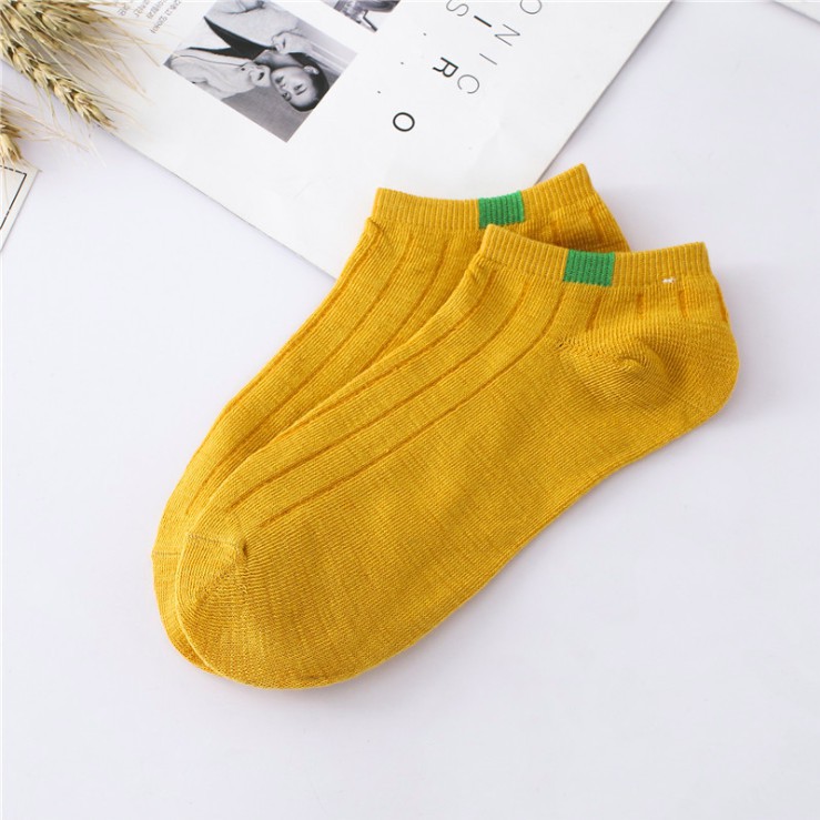 HaiWai COD Kaos Kaki Ankle Murah Semata Kaki Motif Garis Fashion Pria Wanita Import U16-YELLOW