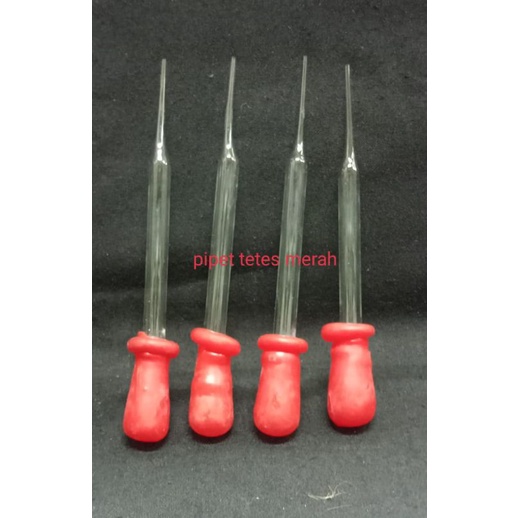 Pipet Tetes Pendek Kaca Dot Merah isi 100/Box (9cm)