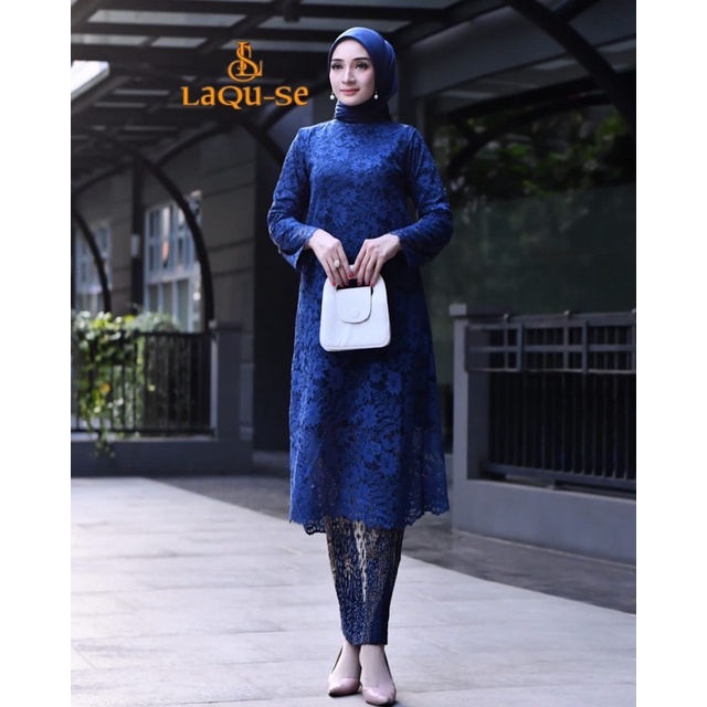 Set Kebaya Tunik Brukat Modern Simple Terbaru Dress Kondangan Wanita New Collection By Laquse_kebaya2