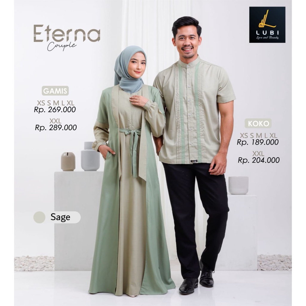 Cod Gamis Koko Couple Eterna Sage By Lubi Pakaian Pasangan Couple Keluarga Gamis Murah Koko Lengan P