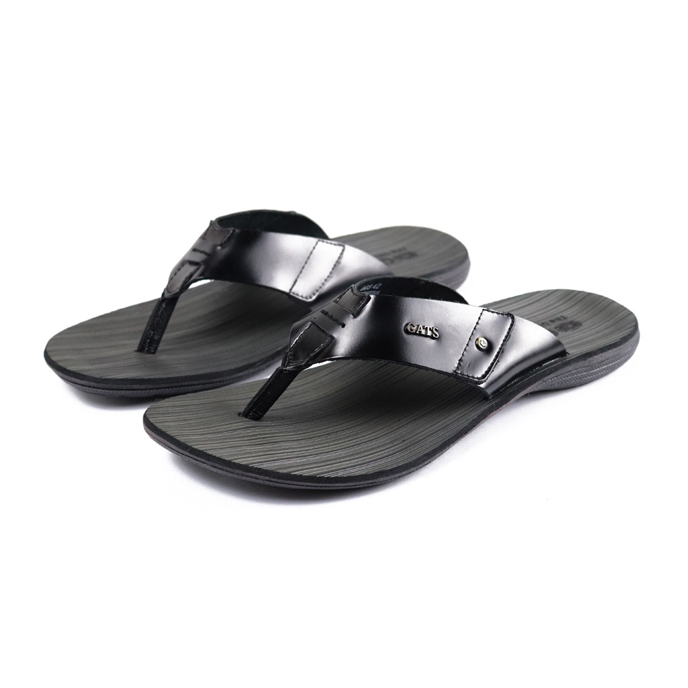 Sandal Pria Jepit Casual GATS  SR005 Hitam Slide Jepit Kulit Asli Model Terbaru  Tidak Licin