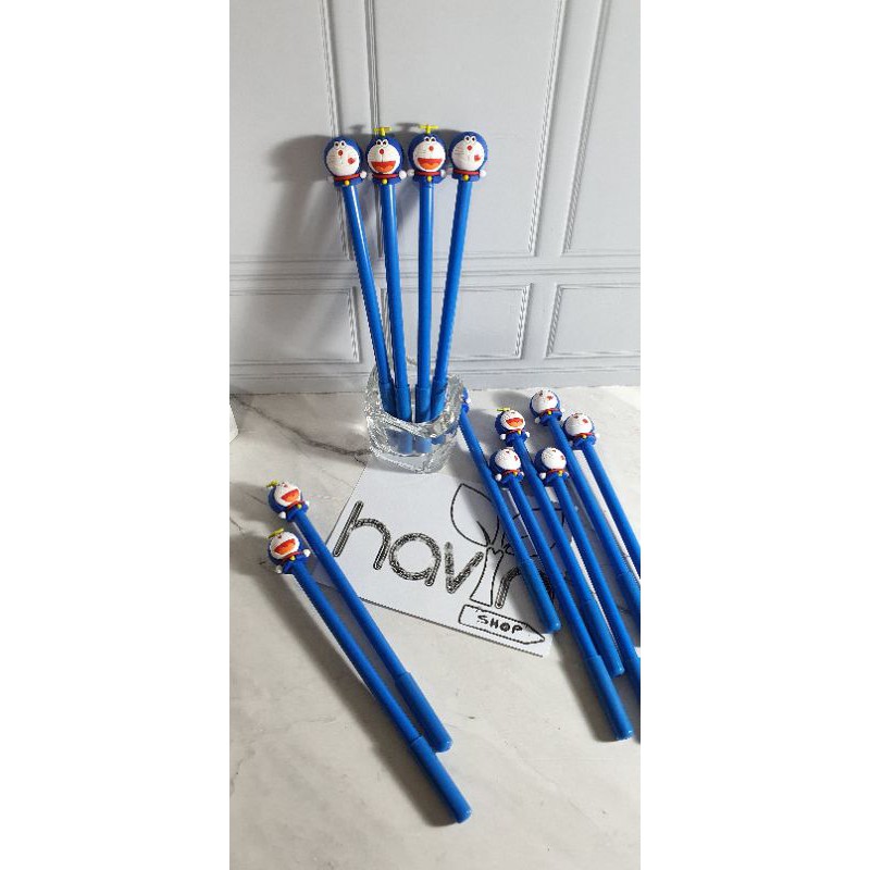 (12pc) pen bisa hapus/pen gel hapus/erasable pen/pen hapus lucu fancy-Kepala Doraemon