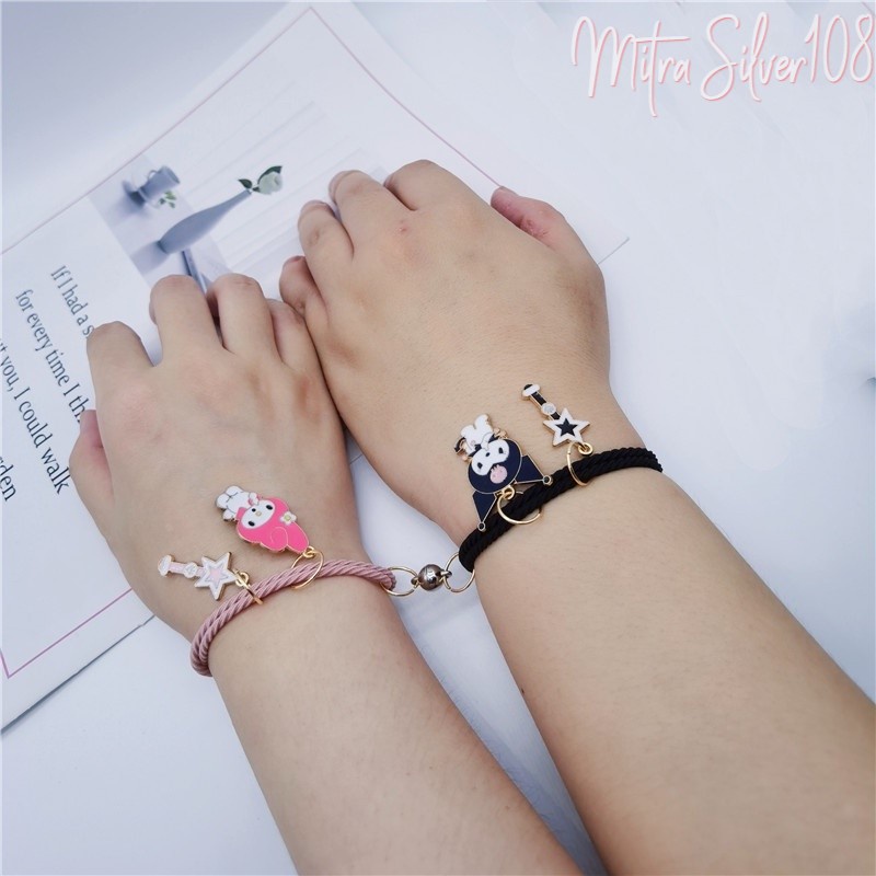 [MS108] GL 19 - Gelang Couple Magnet Bestie Cinta 2 Orang Karakter Pasangan Sahabat Bestfriend Bestie Aksesoris Tangan Murah Lengkap (2pcs/sepasang)