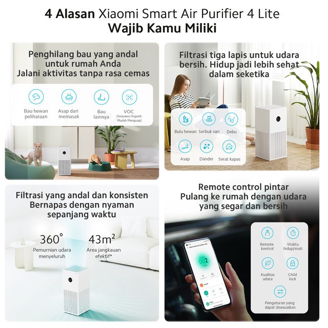 Xiaomi Smart Air Purifier 4 Lite EU - Pembersih Udara 360° 43m²