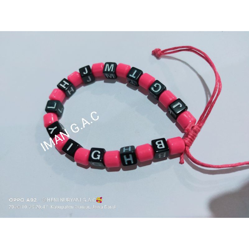 gelang abjad.gelang dadu huruf abjad fashion peria wanita