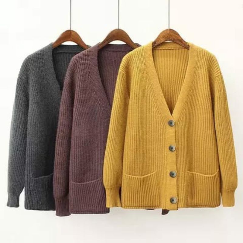 Cardigan rajut  wanita Sweater polos ovesize korean style jumbo